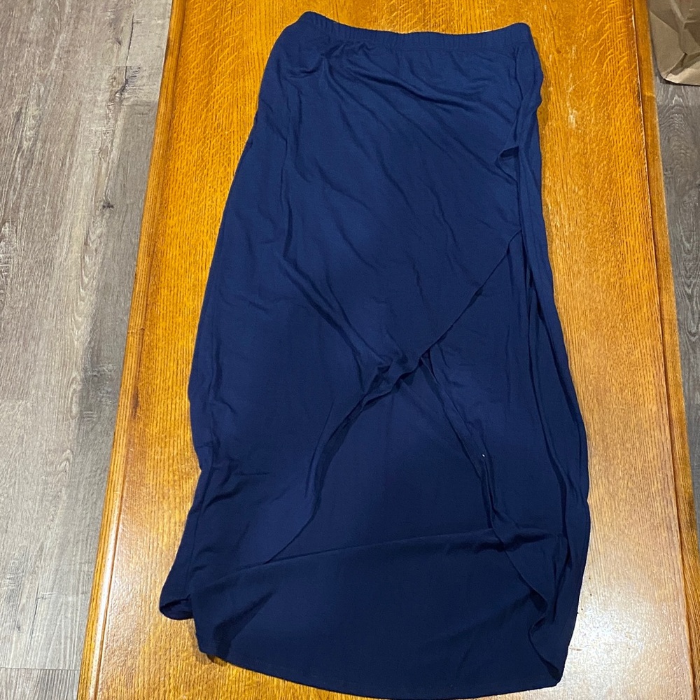 Maurices Blue Ruched Wrap Midi Skirt for Work